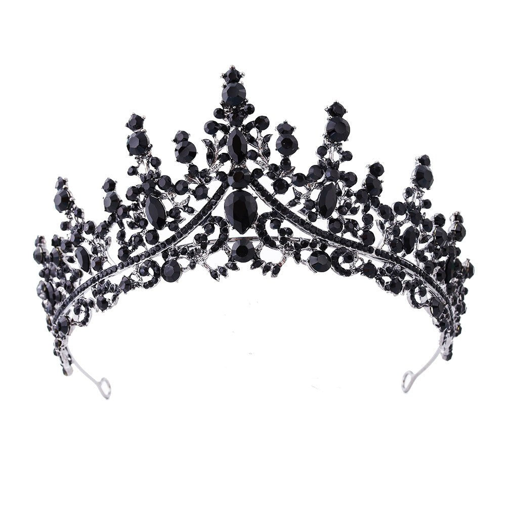 Luxury Full Rhinestone Bridal Tiara - Elegant Alloy Crown Hairband with 3A Grade Crystals Black - Glam Warehouse