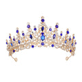 Luxury Full Rhinestone Bridal Tiara - Elegant Alloy Crown Hairband with 3A Grade Crystals Blue - Glam Warehouse