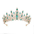 Luxury Full Rhinestone Bridal Tiara - Elegant Alloy Crown Hairband with 3A Grade Crystals Green - Glam Warehouse