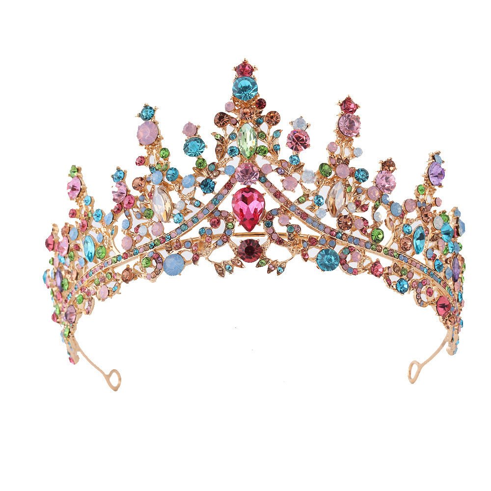 Luxury Full Rhinestone Bridal Tiara - Elegant Alloy Crown Hairband with 3A Grade Crystals Multicolor - Glam Warehouse