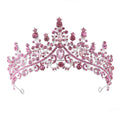 Luxury Full Rhinestone Bridal Tiara - Elegant Alloy Crown Hairband with 3A Grade Crystals Pink - Glam Warehouse