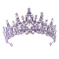 Luxury Full Rhinestone Bridal Tiara - Elegant Alloy Crown Hairband with 3A Grade Crystals Purple - Glam Warehouse