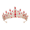 Luxury Full Rhinestone Bridal Tiara - Elegant Alloy Crown Hairband with 3A Grade Crystals Red - Glam Warehouse