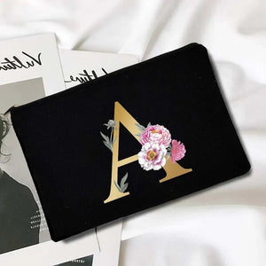 Makeup Bags Floral Alphabet Print - Glam Warehouse