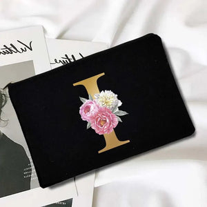 Makeup Bags Floral Alphabet Print - Glam Warehouse