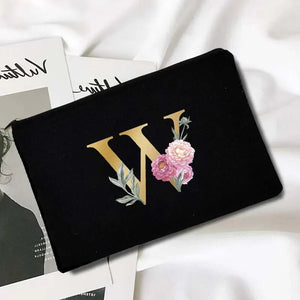 Makeup Bags Floral Alphabet Print - Glam Warehouse