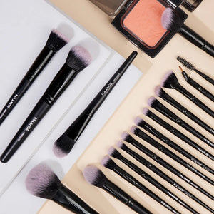 Makeup Brushes 18pcs Professional Natural Foundation Eyeshadow Concealer Blending Brush with Storage Box Kabuki Women Kit - Glam Warehouse