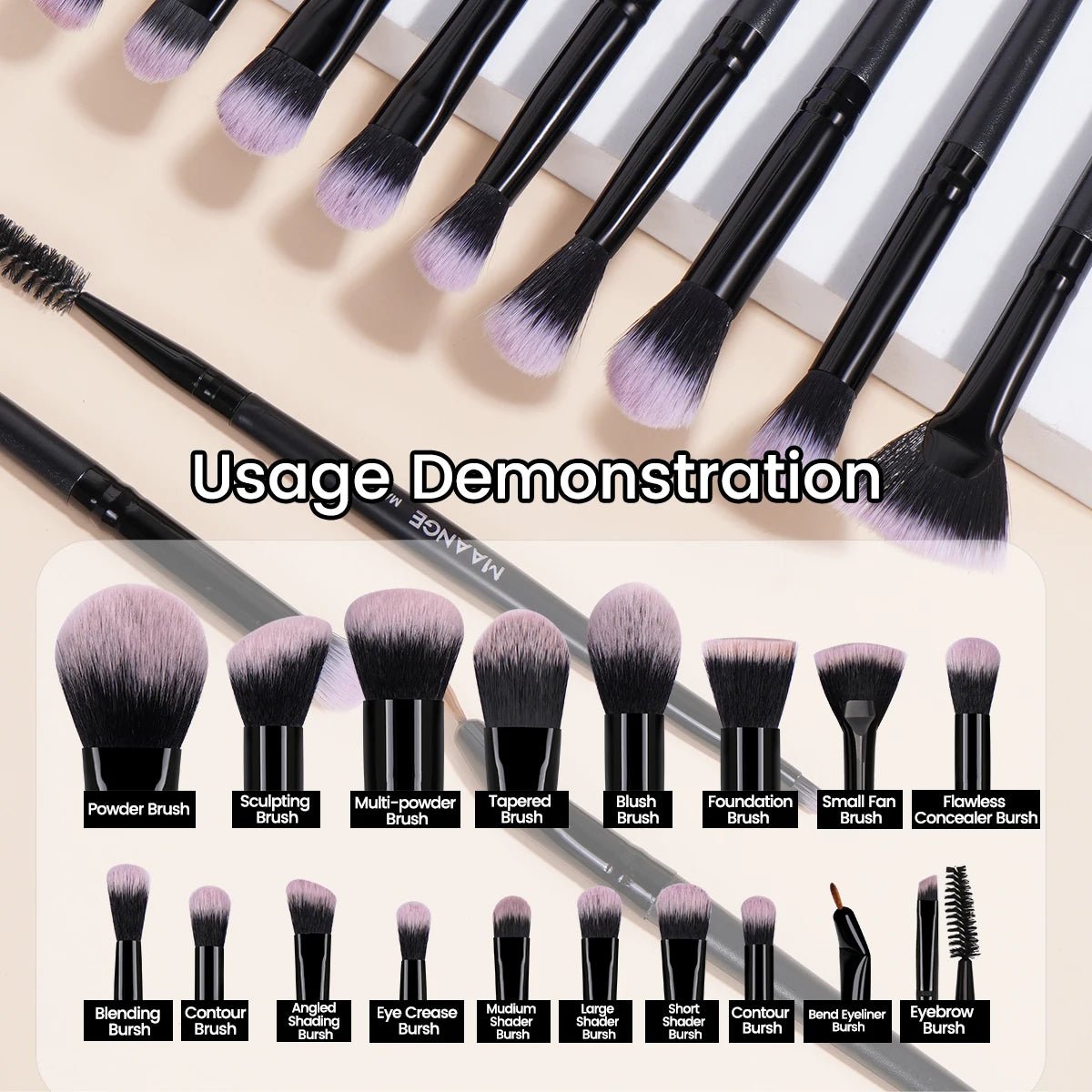 Makeup Brushes 18pcs Professional Natural Foundation Eyeshadow Concealer Blending Brush with Storage Box Kabuki Women Kit - Glam Warehouse