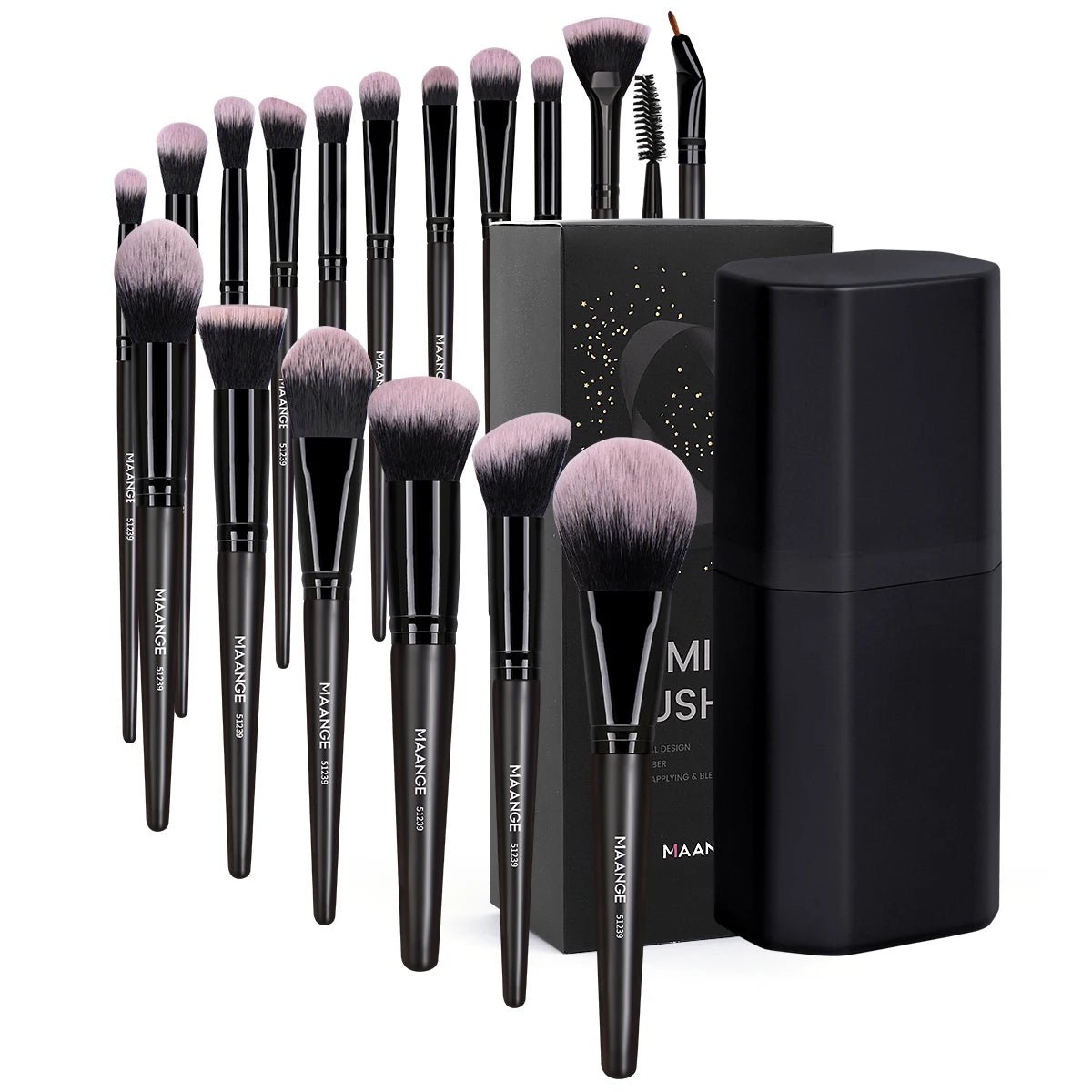 Makeup Brushes 18pcs Professional Natural Foundation Eyeshadow Concealer Blending Brush with Storage Box Kabuki Women Kit - Glam Warehouse