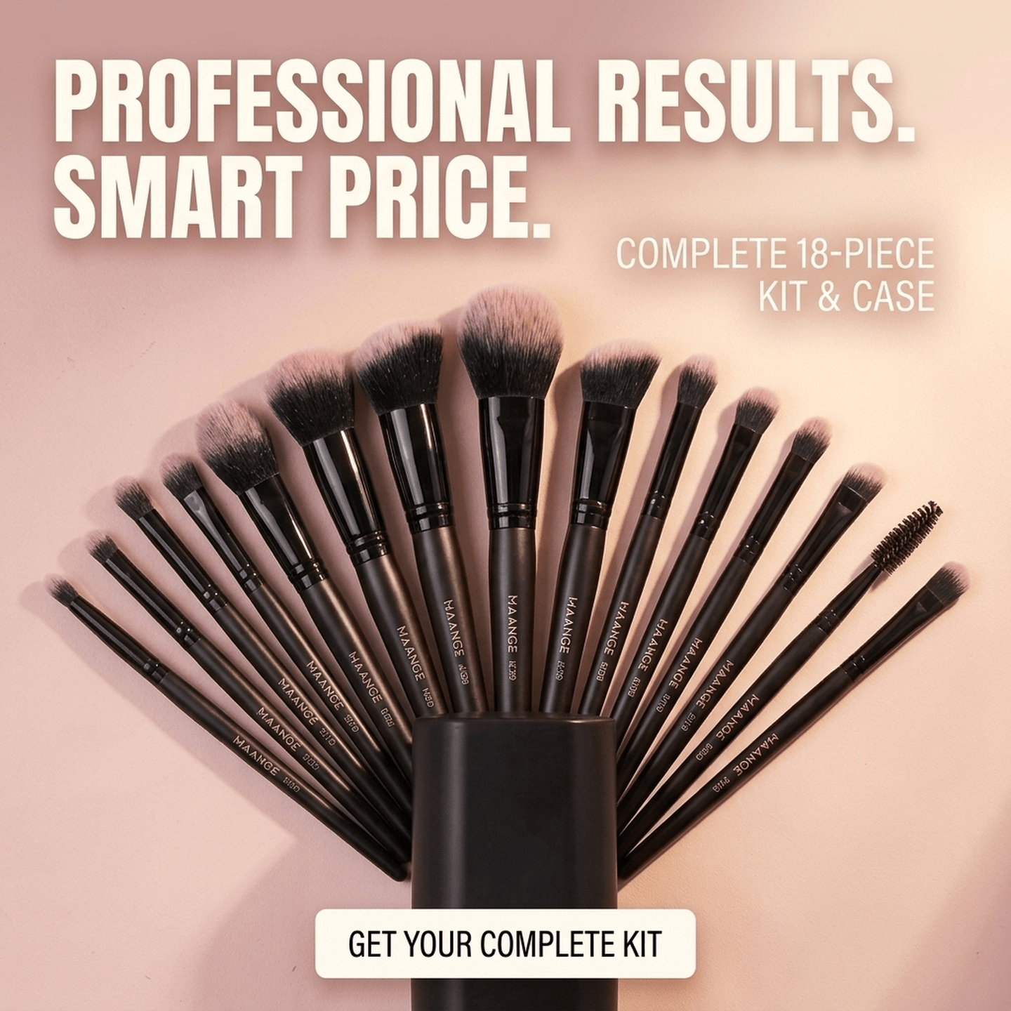 Makeup Brushes 18pcs Professional Natural Foundation Eyeshadow Concealer Blending Brush with Storage Box Kabuki Women Kit - Glam Warehouse