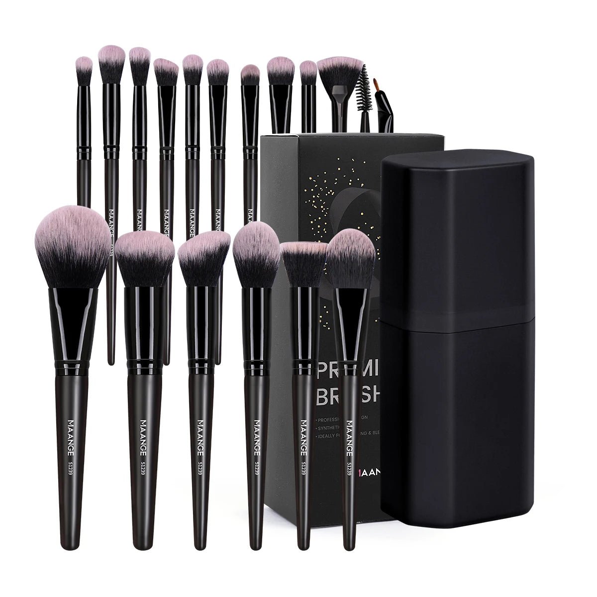 Makeup Brushes 18pcs Professional Natural Foundation Eyeshadow Concealer Blending Brush with Storage Box Kabuki Women Kit - Glam Warehouse