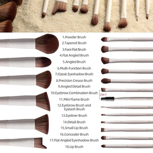 Matte Beige Makeup Brush Set (18-Piece): Professional, Cruelty-Free for Foundation, Blush & Eyeshadow, Ideal for Aussies - Glam Warehouse