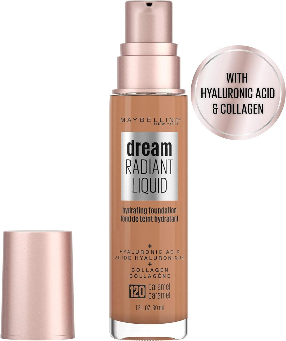Maybelline Dream Radiant Liquid Hydrating Foundation w Collagen - Caramel 120 - Glam Warehouse