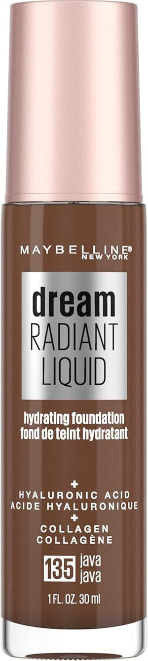 Maybelline Dream Radiant Liquid Hydrating Foundation with Hyaluronic Acid - Java 135, Java - Glam Warehouse