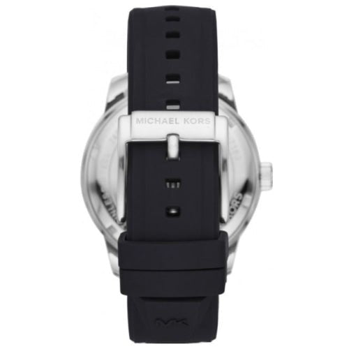Michael Kors Mk7160 Men S Cunningham Black Silicone Blue Dial 44mm Watch