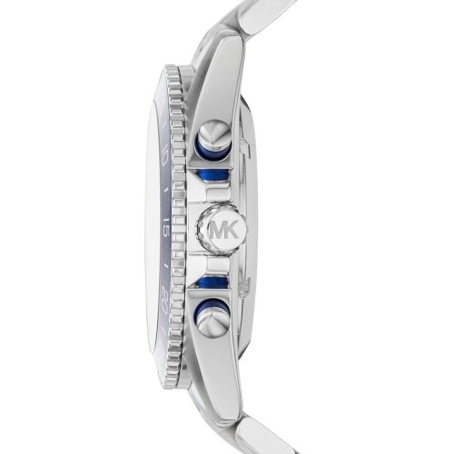 Michael Kors Mk9024 Men S Jetmaster Silver Blue Automatic Watch