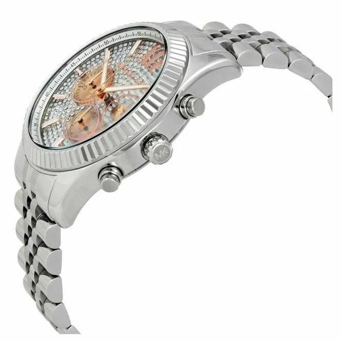 Michael Kors Watch Lexington Chronograph Rose And Silver Mk8515