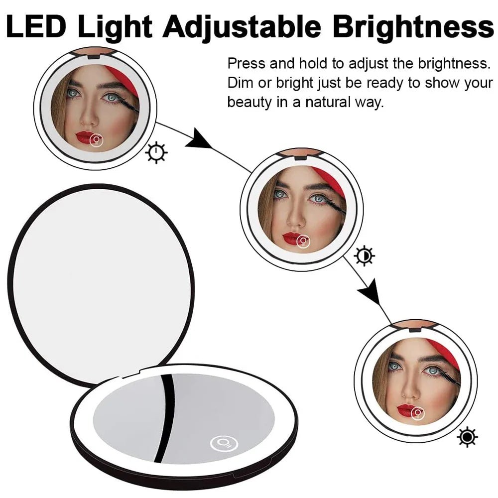 Mini Travel LED Makeup Mirror - Glam Warehouse