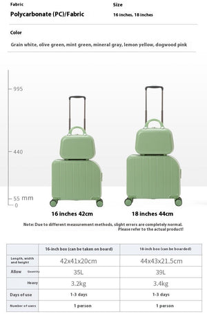 Mint Green 18-Inch Lightweight Carry-On Luggage - Waterproof & Anti-Theft Suitcase with Silent Universal Wheels - Glam Warehouse
