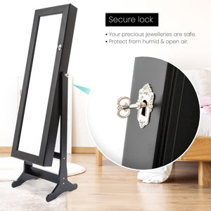 Mirror Jewellery Cabinet Organiser 2 Drawers LOWE 146cm BLACK - Glam Warehouse