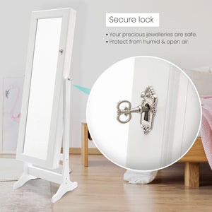 Mirror Jewellery Cabinet Organiser 2 Drawers LOWE 146cm WHITE - Glam Warehouse