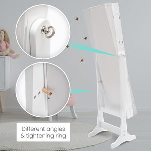Mirror Jewellery Cabinet Organiser 2 Drawers LOWE 146cm WHITE - Glam Warehouse