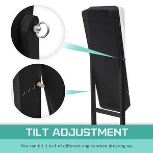 Mirror Jewellery Cabinet Organiser LED 146cm BLACK - Glam Warehouse