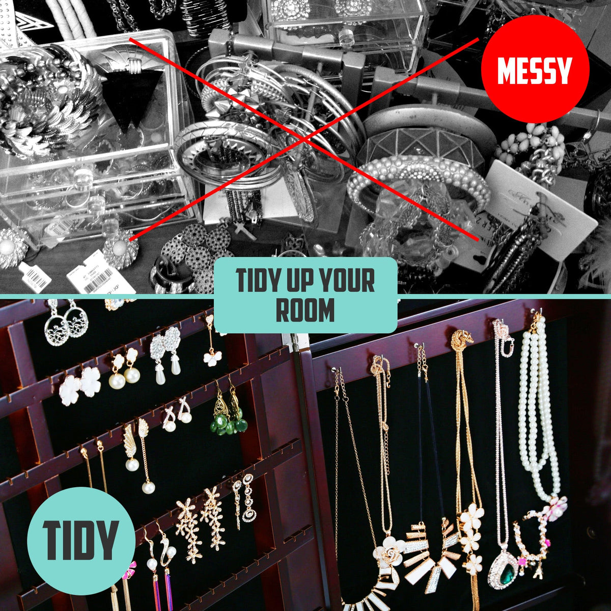 Mirror Jewellery Cabinet Organiser LED 146cm BLACK - Glam Warehouse