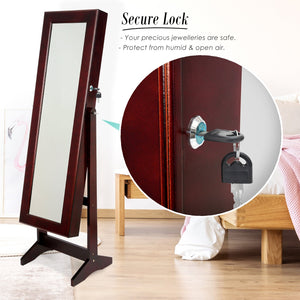 Mirror Jewellery Cabinet Storage Organiser LUVO 146cm WALNUT - Glam Warehouse