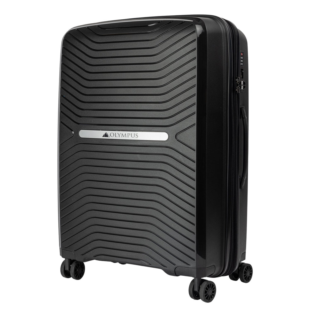 Olympus 3PC Astra Luggage Set Hard Shell Suitcase - Obsidian Black - Glam Warehouse