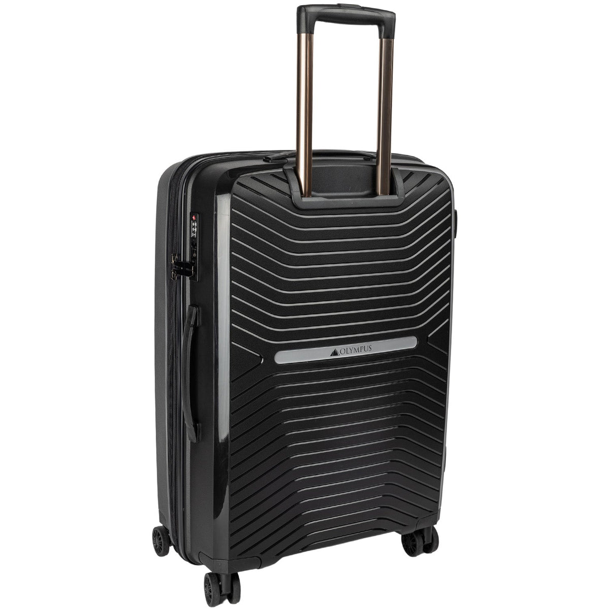 Olympus 3PC Astra Luggage Set Hard Shell Suitcase - Obsidian Black - Glam Warehouse