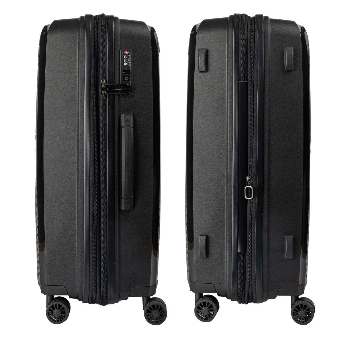 Olympus 3PC Astra Luggage Set Hard Shell Suitcase - Obsidian Black - Glam Warehouse