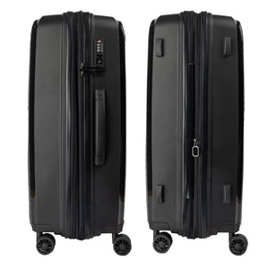 Olympus 3PC Astra Luggage Set Hard Shell Suitcase - Obsidian Black - Glam Warehouse