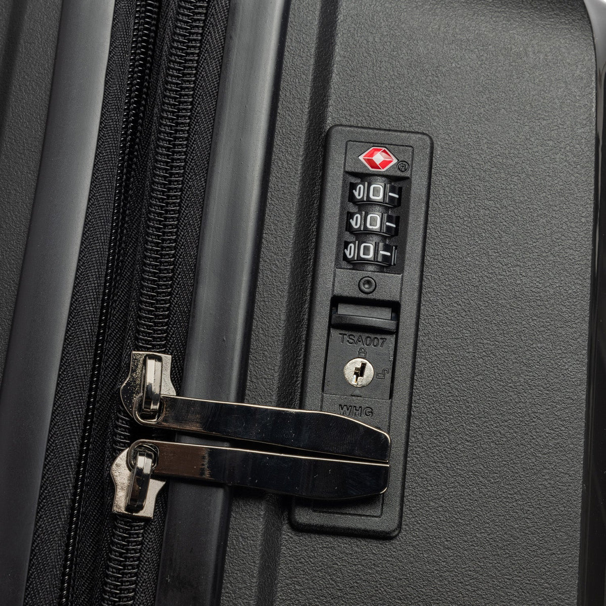 Olympus 3PC Astra Luggage Set Hard Shell Suitcase - Obsidian Black - Glam Warehouse