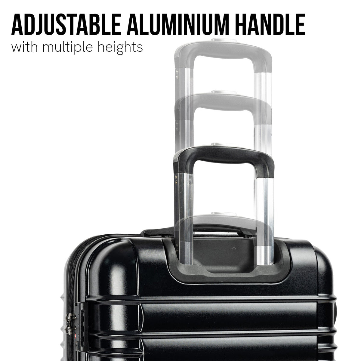 Olympus Noctis 3PC Luggage Set Hard Shell ABS+PC - Stygian Black - Glam Warehouse