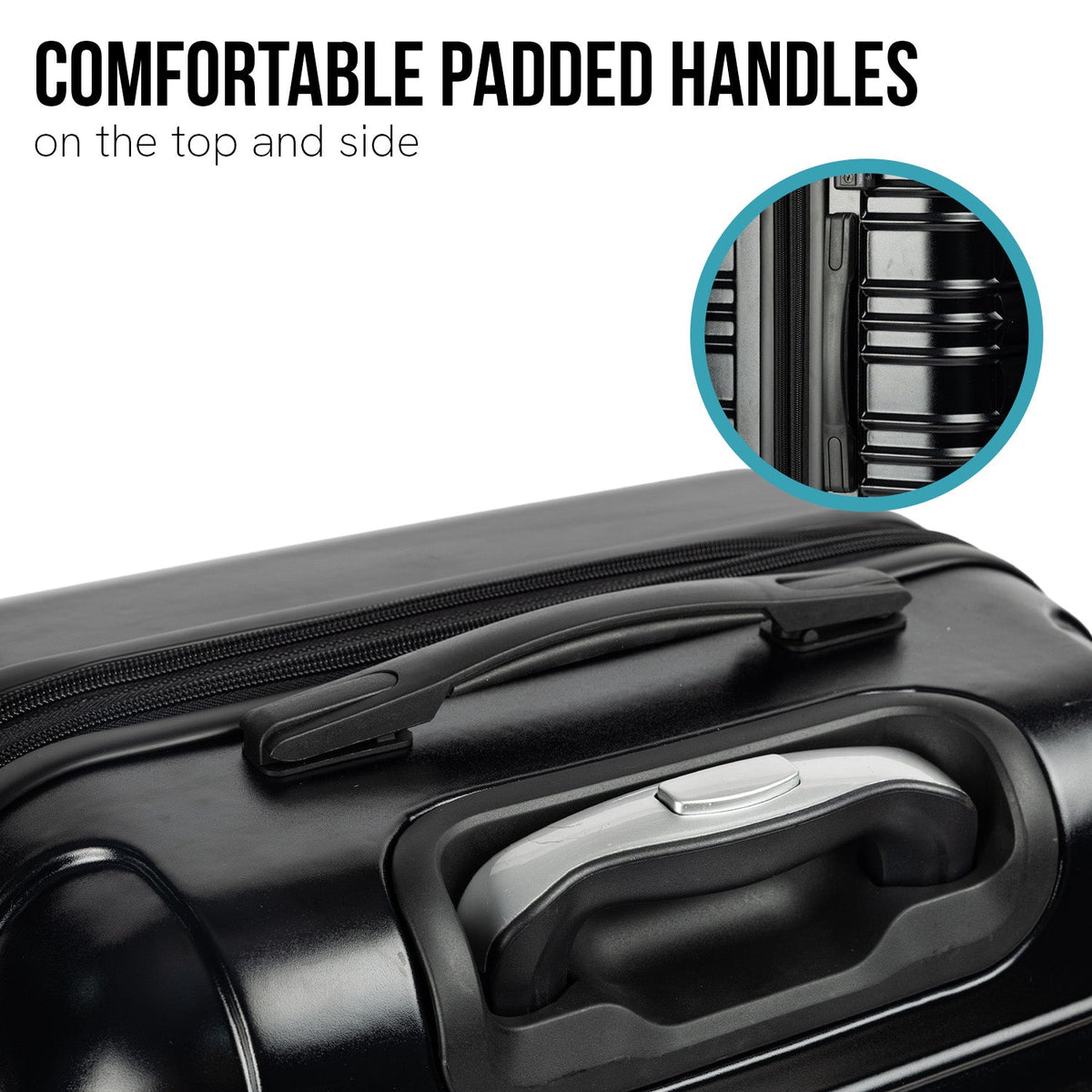Olympus Noctis 3PC Luggage Set Hard Shell ABS+PC - Stygian Black - Glam Warehouse