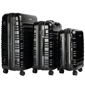 Olympus Noctis 3PC Luggage Set Hard Shell ABS+PC - Stygian Black - Glam Warehouse