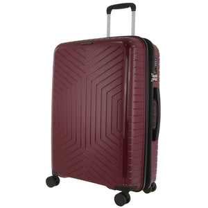 Pierre Cardin 65cm Medium Hard-Shell Suitcase Travel Luggage Bag - Burgundy - Glam Warehouse
