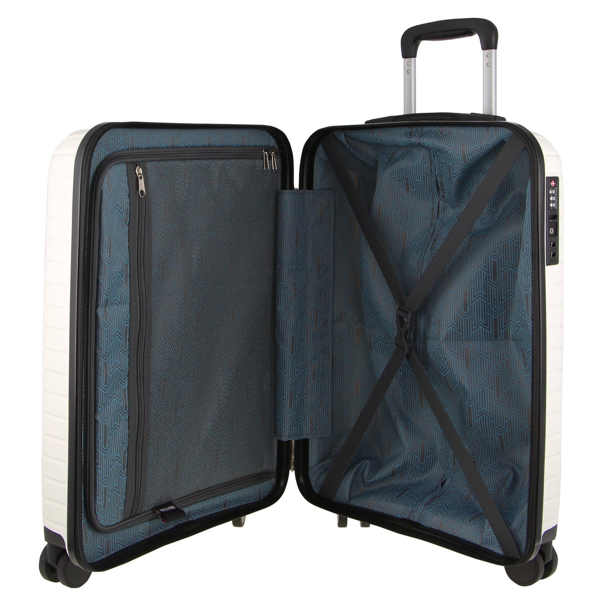 Pierre Cardin 76cm Large Hard-Shell Suitcase Travel Luggage Bag - White - Glam Warehouse