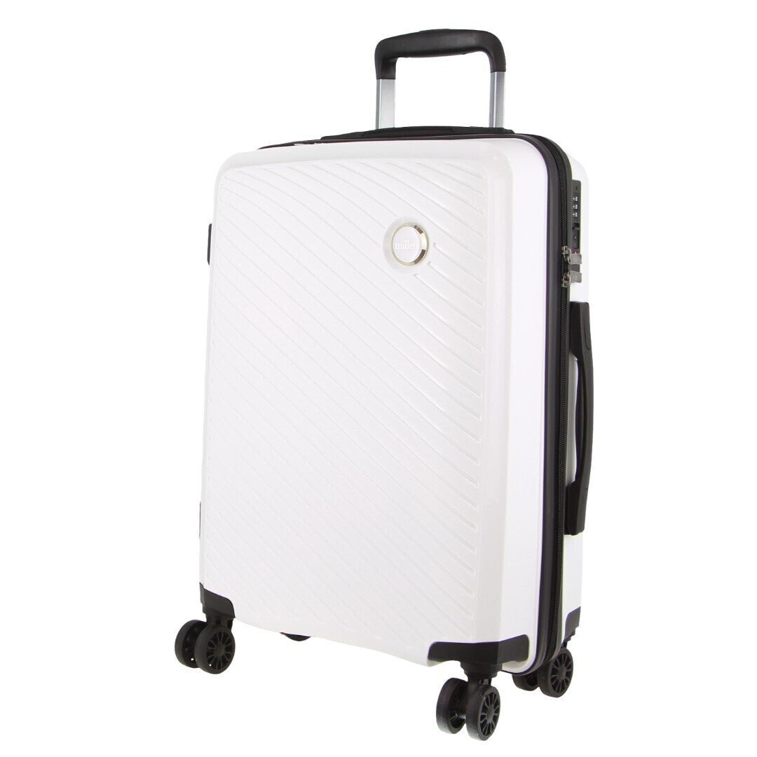 Pierre Cardin Inspired Milleni Cabin Luggage Bag Travel Carry On Suitcase 54cm (39L) - White - Glam Warehouse
