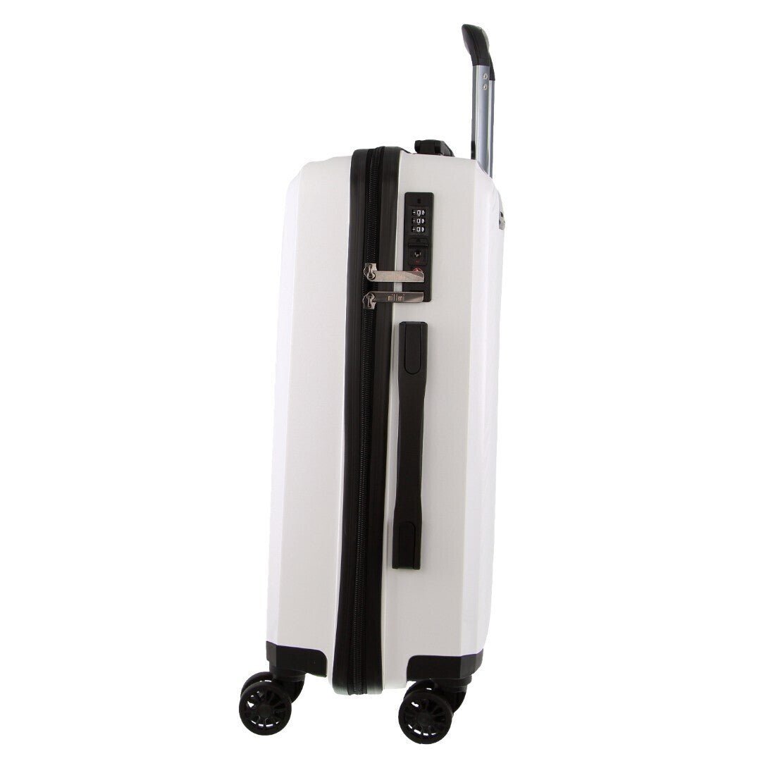 Pierre Cardin Inspired Milleni Cabin Luggage Bag Travel Carry On Suitcase 54cm (39L) - White - Glam Warehouse