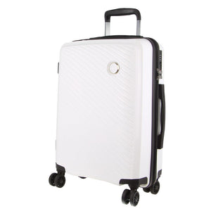 Pierre Cardin Inspired Milleni Cabin Luggage Bag Travel Carry On Suitcase 54cm (39L) - White - Glam Warehouse