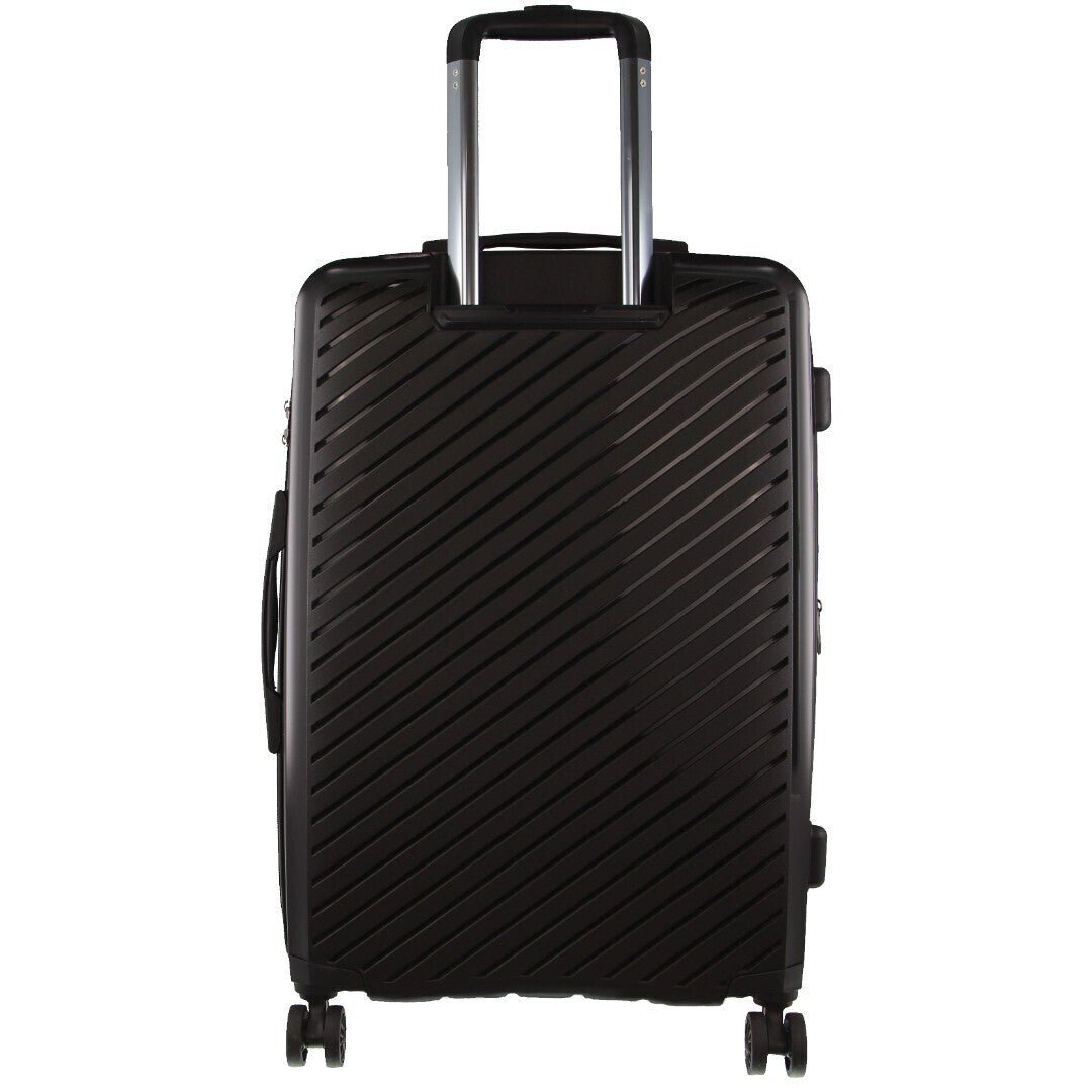 Pierre Cardin Inspired Milleni Checked Luggage Bag Travel Carry On Suitcase 65cm (82.5L) - Black - Glam Warehouse