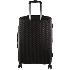 Pierre Cardin Inspired Milleni Checked Luggage Bag Travel Carry On Suitcase 65cm (82.5L) - Black - Glam Warehouse