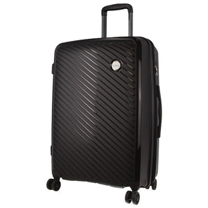 Pierre Cardin Inspired Milleni Checked Luggage Bag Travel Carry On Suitcase 65cm (82.5L) - Black - Glam Warehouse