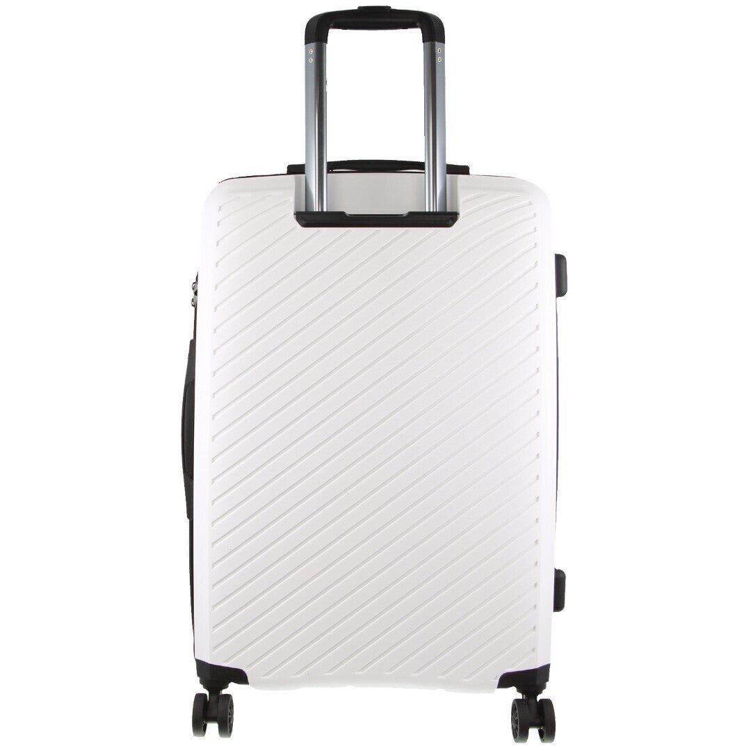 Pierre Cardin Inspired Milleni Checked Luggage Bag Travel Carry On Suitcase 75cm (124L) - White - Glam Warehouse