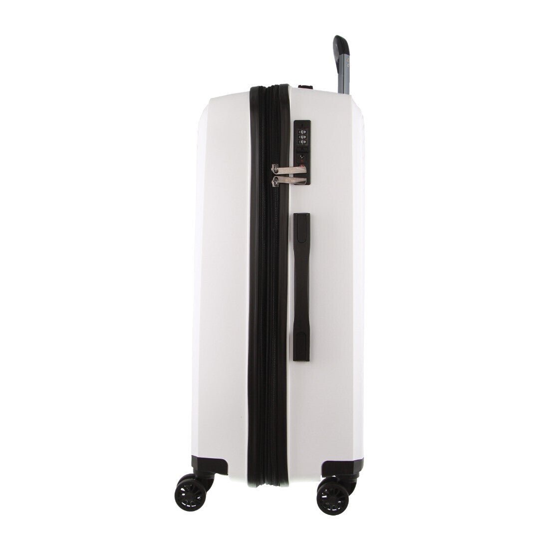 Pierre Cardin Inspired Milleni Checked Luggage Bag Travel Carry On Suitcase 75cm (124L) - White - Glam Warehouse