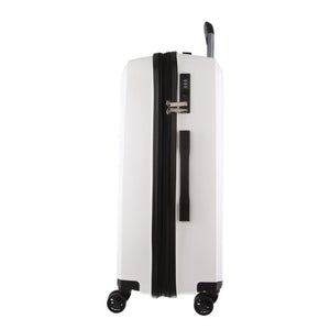 Pierre Cardin Inspired Milleni Checked Luggage Bag Travel Carry On Suitcase 75cm (124L) - White - Glam Warehouse