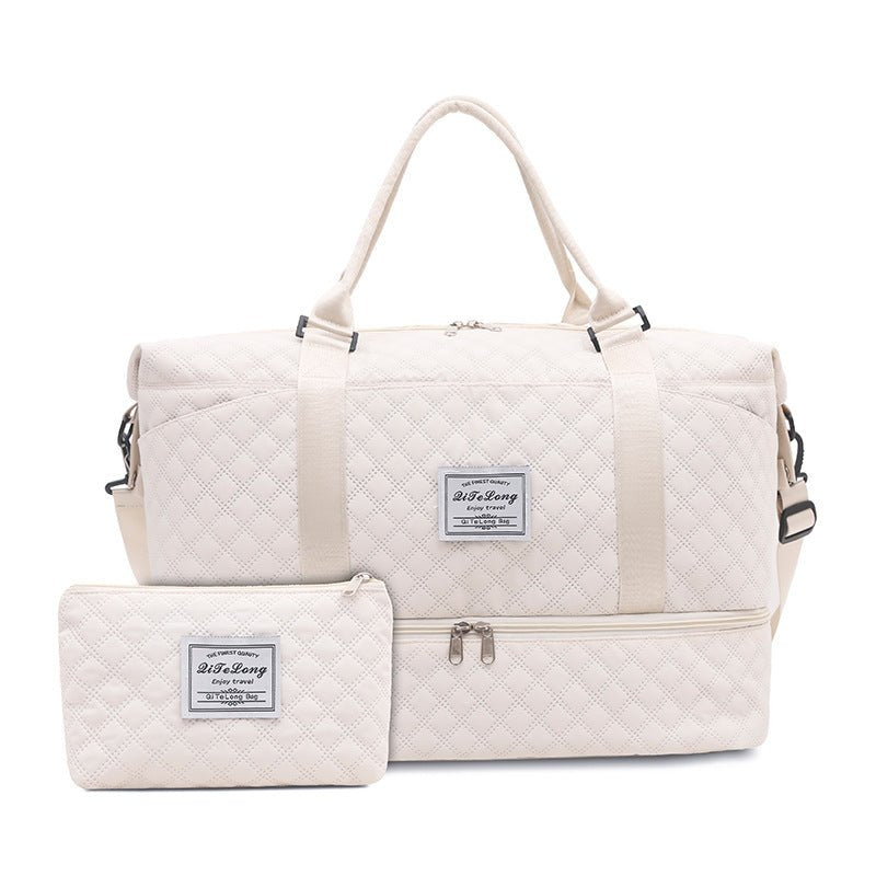 Pink Chic 3-Piece Quilted Travel Bag Set - Duffel, Crossbody Sling & Toiletry Pouch - Large Capacity & Lightweight - Glam Warehouse