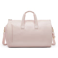 Pink PU Leather Travel Duffel Bag - Large Capacity Waterproof Suit Bag with Shoe Compartment - Glam Warehouse